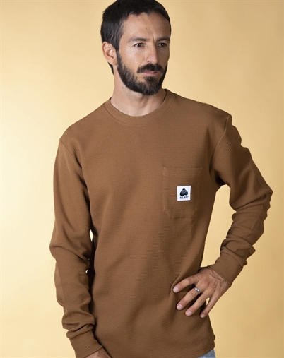 Elsk - Waffel Mens Pocket Longsleeve Strik - Hazel Brown